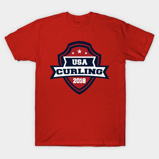 USA Curling T-Shirt by OffesniveLine